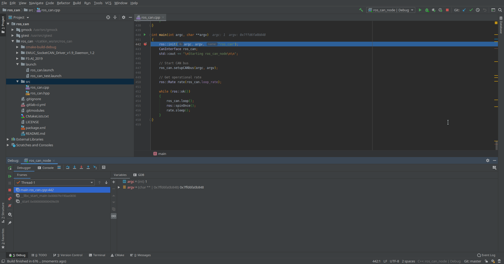 CLion debugging layout